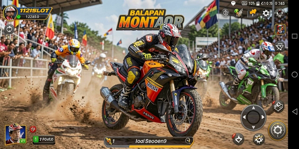 Tampilan gameplay seru balapan motor di 1121SLOT.
