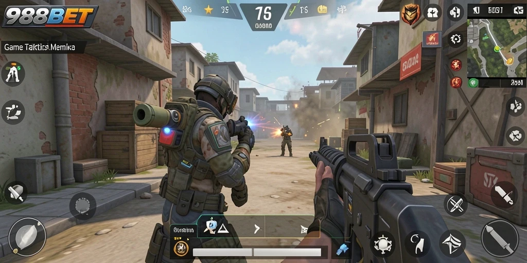 Gameplay seru dari 988BET dengan aksi tembak-menembak.