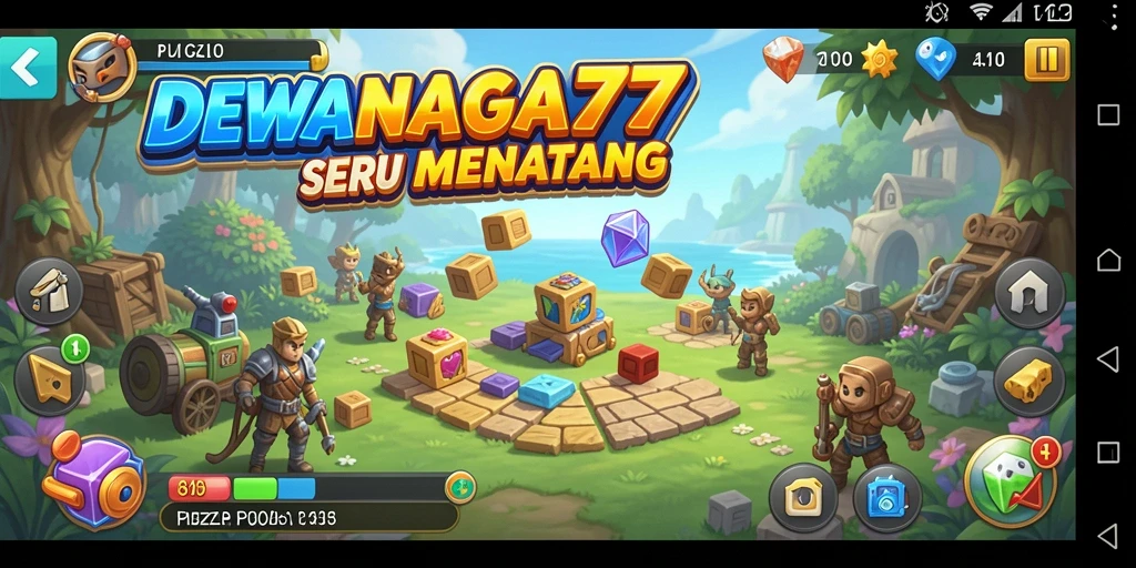 Tampilan gameplay Puzzle DEWANAGA77 yang menarik dan menantang.