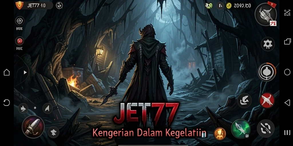 Tampak menegangkan dalam suasana gelap bermain JET77.
