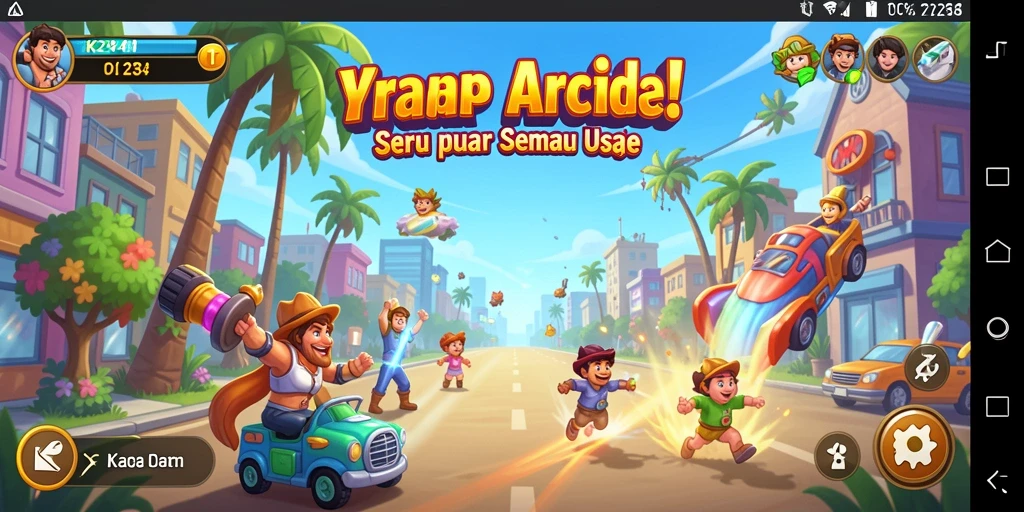 Screenshot gameplay K234 yang menunjukkan warna-warni dan tantangan adiktif.