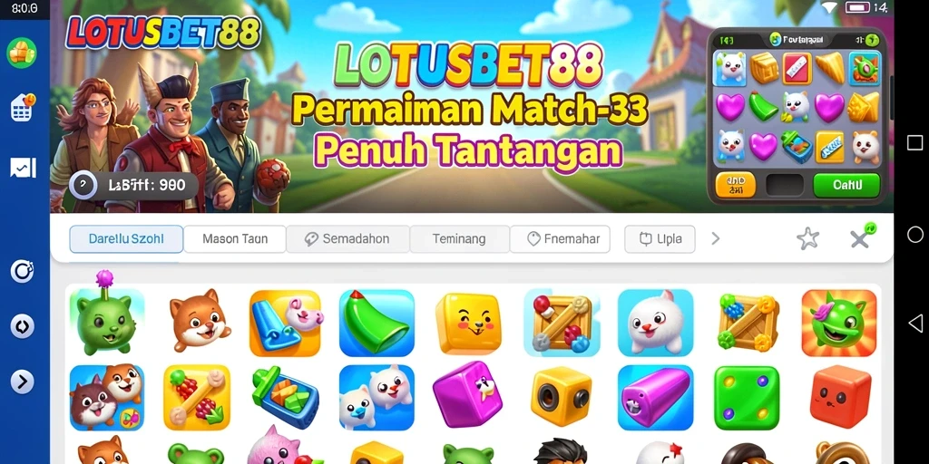 Screenshot menunjukkan gameplay LOTUSBET88 yang seru dan penuh warna.