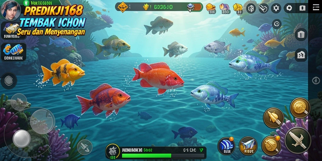 Tampilan gameplay menarik dalam PREDIKSI168 saat menembak ikan.