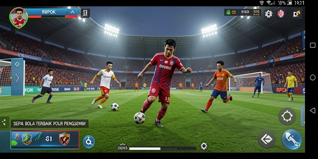Gameplay RPOK dengan aksi sepak bola yang seru dan menegangkan.
