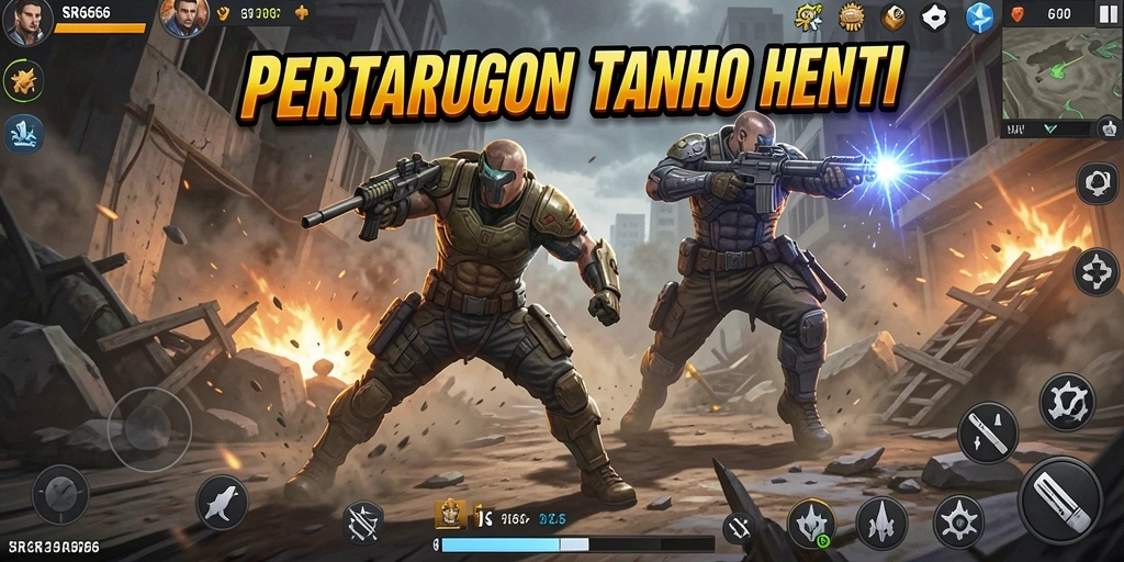 Screenshot SR6666 menampilkan aksi seru dalam pertarungan karakter.