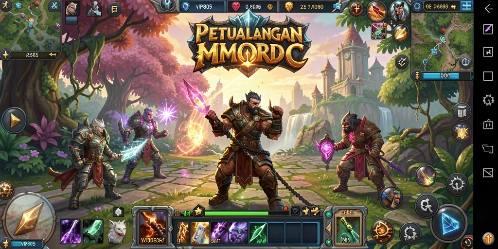 Screenshot gameplay VIP805 menampilkan aksi seru dalam pertempuran MMORPG.