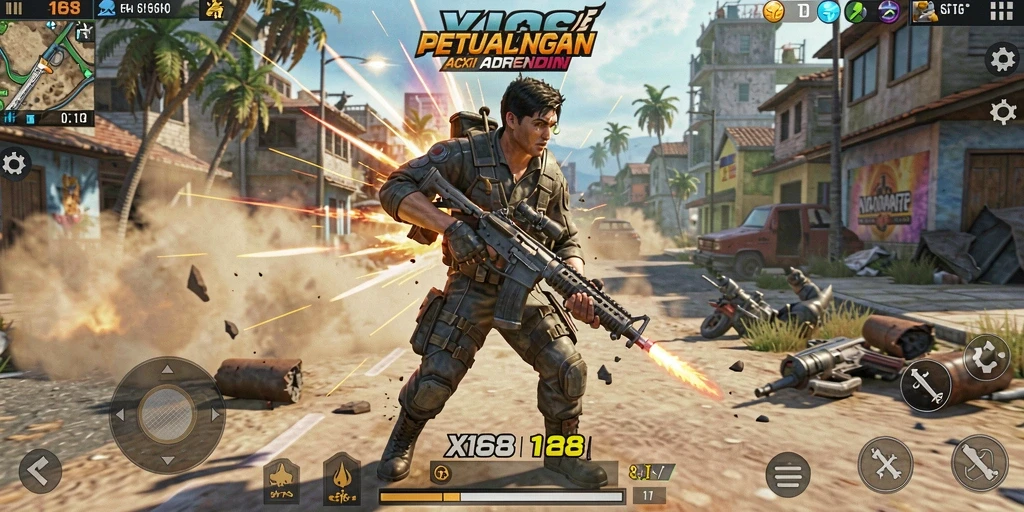 Tangkapan layar X168 menunjukkan momen intens saat pertempuran berlangsung.