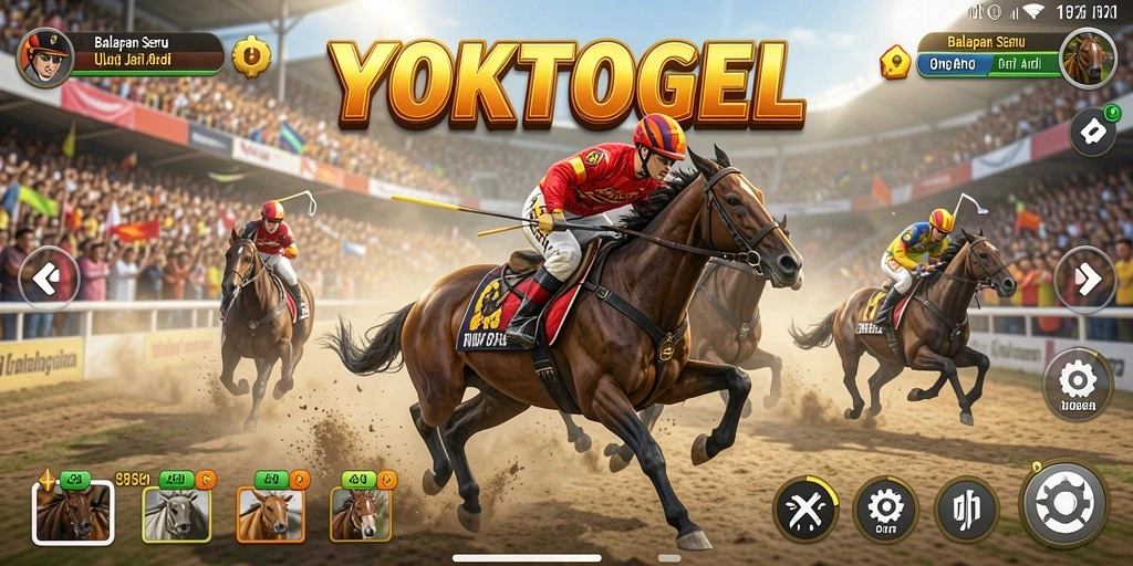 Tampilan gameplay seru YOKTOGEL dengan mobil balap yang beraksi.